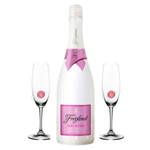 Freixenet Semi Seco Ice Rosé with two champagne flutes