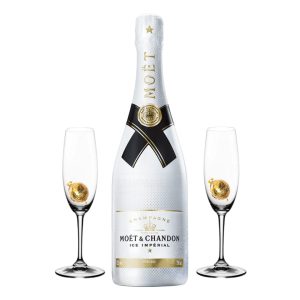 Moet & Chandon Imperial Ice with two champagne flutes